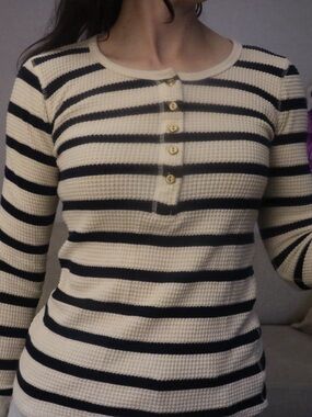 White and navy J. Crew thermal henley